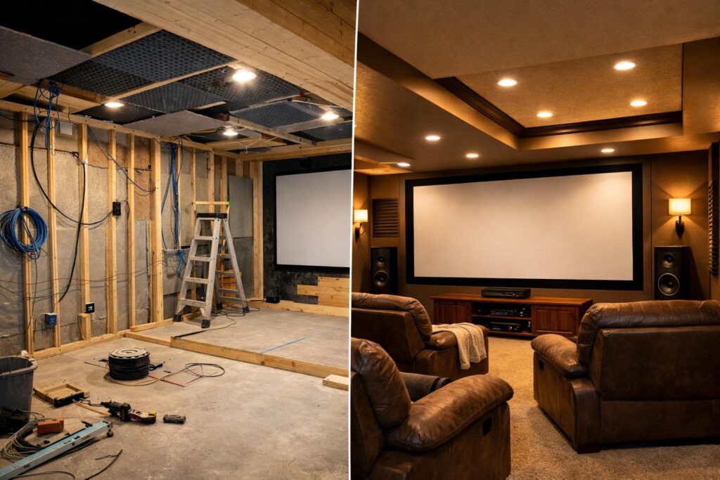 Basement Home Theater Planning: Sound, Wiring, Lighting, and Seating Before the Walls Close