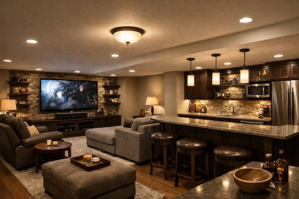Basement Lighting That Doesn’t Feel Like a Basement: Layers, Circuits, and Low-Ceiling Solutions