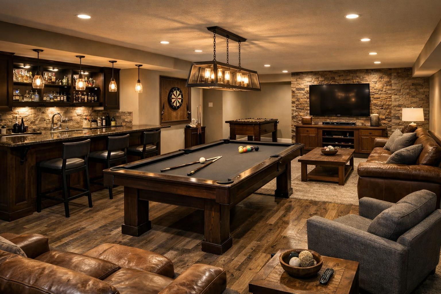 Wet Bars and Game Rooms That Survive Real Hosting: Layout, Surfaces, Storage, and Sound