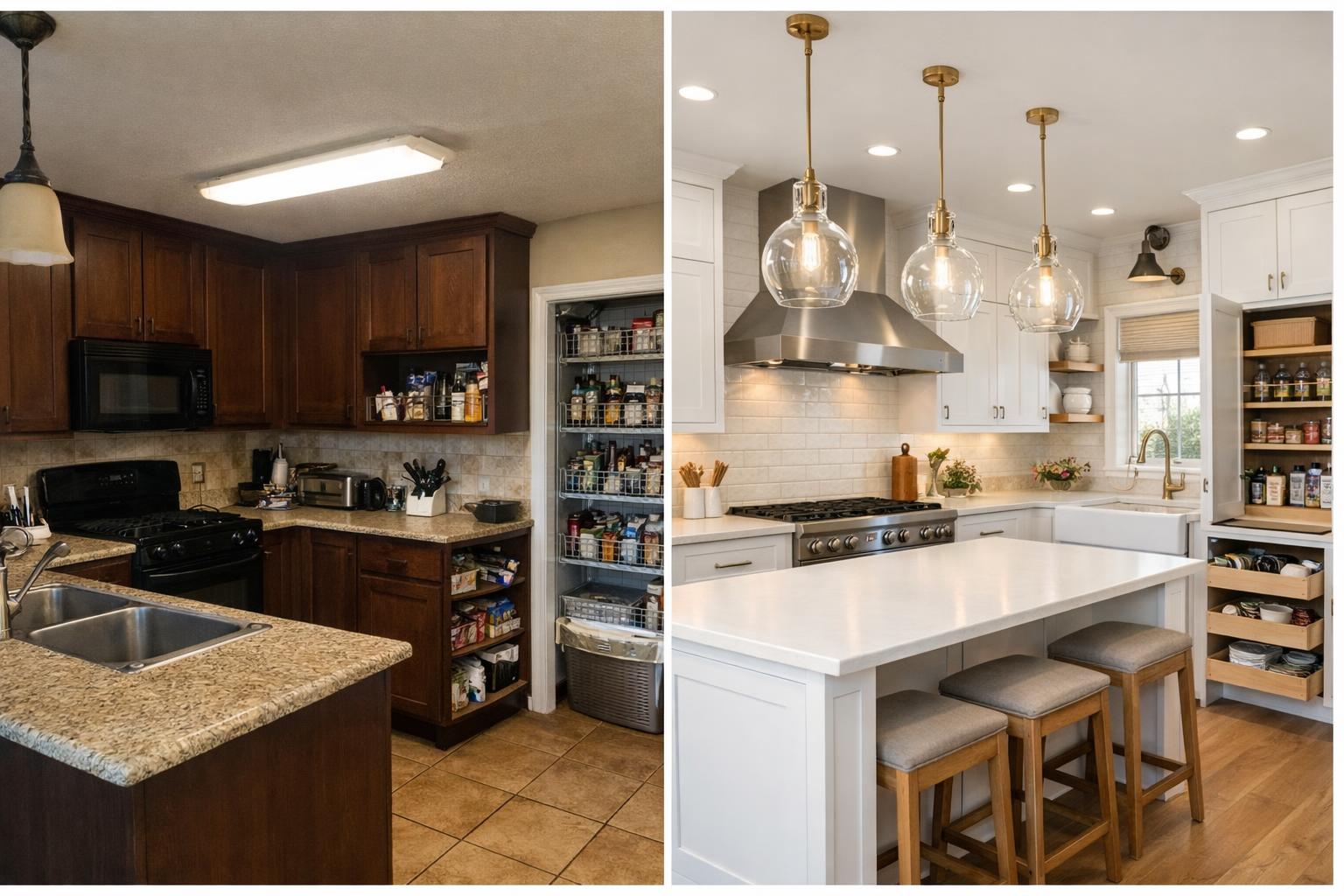 What to Look for in Kitchen Before-and-After Photos: Storage, Flow, Lighting, and Finish Quality