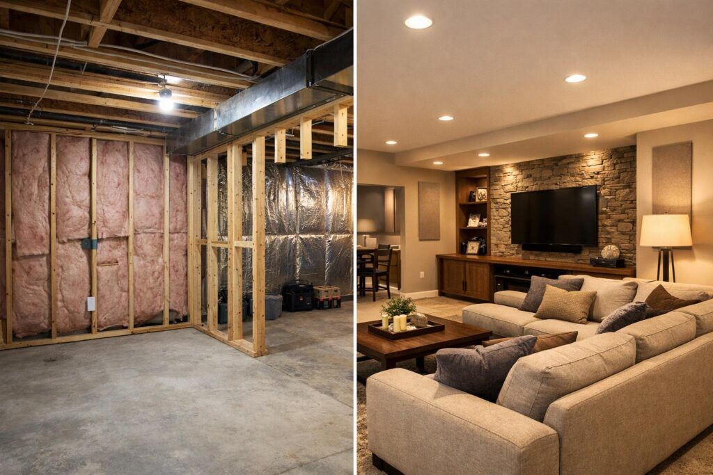 Why Finished Basements Feel Cold or Noisy — and How to Fix It Before Drywall